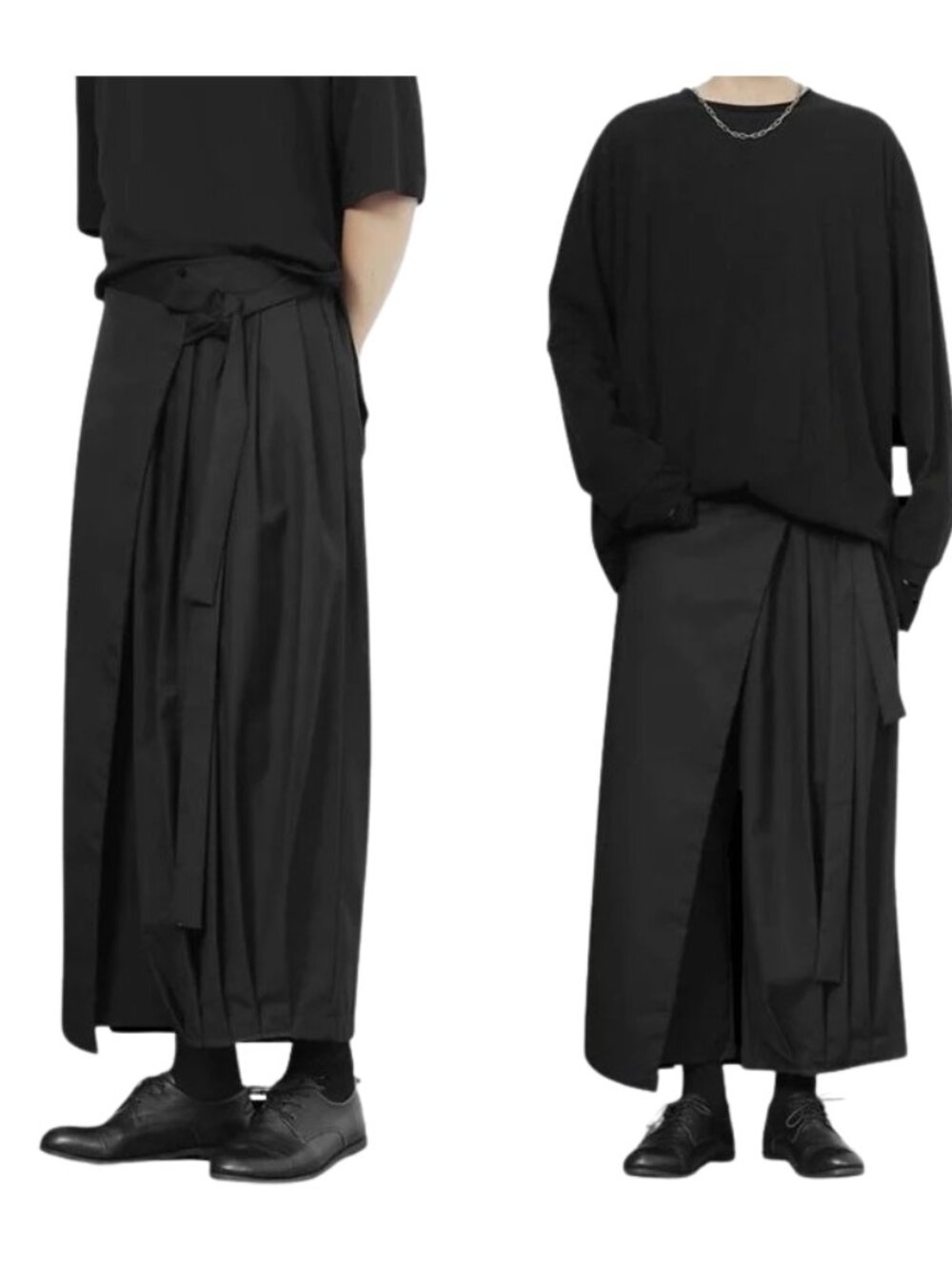 Wrap Pant XXL Single Pleated Leg A-line Overskirt Black Design Ofelya Boutique